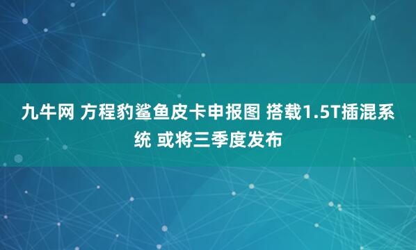 九牛网 方程豹鲨鱼皮卡申报图 搭载1.5T插混系统 或将三季度发布